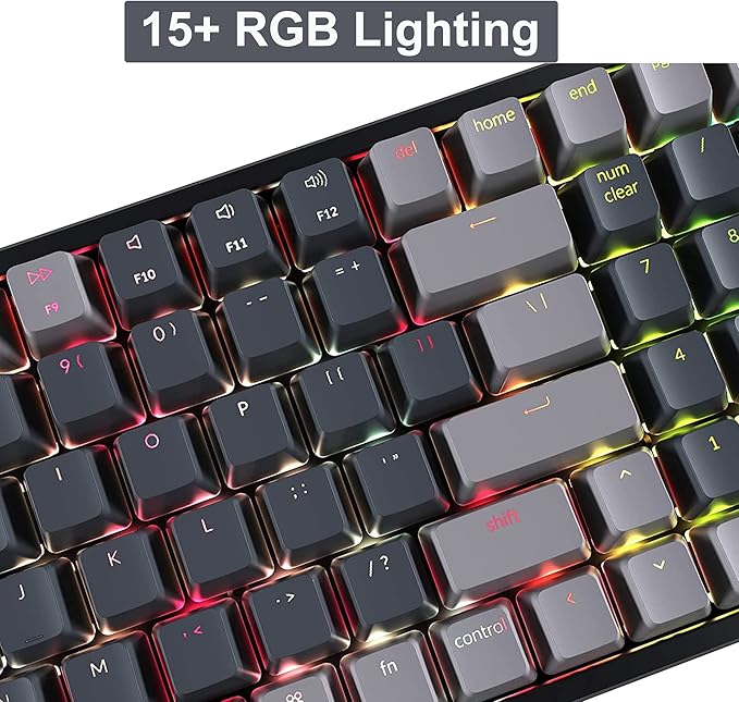 Keychron K4 Bluetooth Wireless Mechanical Keyboard RGB LED Backlit, Hot-swappable Compact 100 Keys USB Wired Computer Gaming Keyboard Aluminum Frame for Mac Windows, Gateron Red Switch