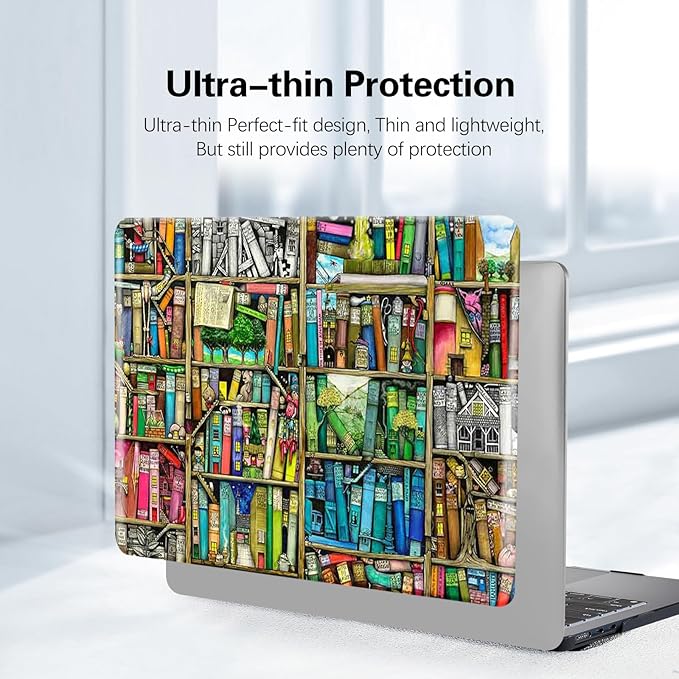 Funut for MacBook Pro 13 inch Case 2025 2024-2016 Release M2 M1 A2338 A2251 A2289 A2159 A1989 A1708 A1706, Plastic Laptop Hard Shell & Keyboard Cover for MacBook Pro 13 Inch, Bookshelf