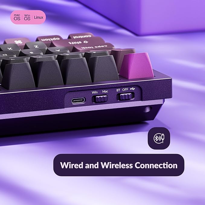 Keychron Q6 Pro Full-Size Wireless Bluetooth Mechanical Keyboard, Full Aluminum, Hot-Swappable Keychron Super Banana Switch, Launcher Programmable, NKRO Knob, KSA PBT Keycaps, Mac/Win/Linux - Purple