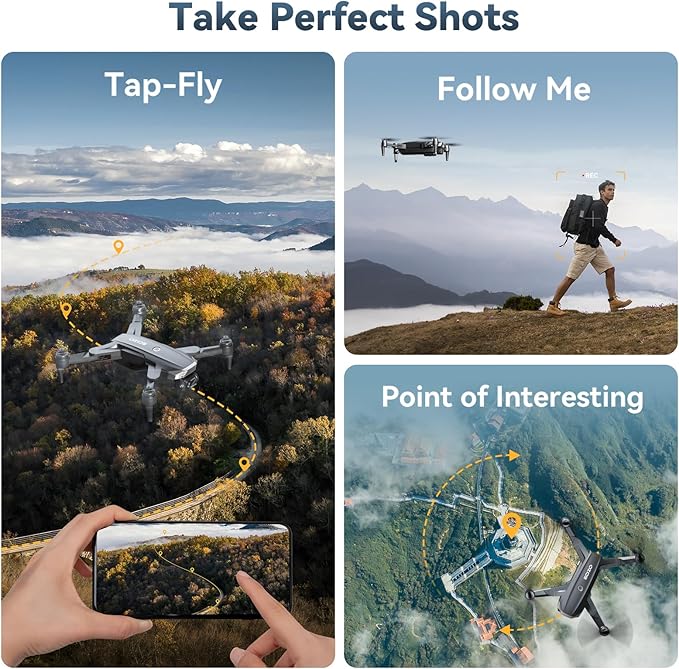 GPS Drone with Camera for Adults 4K, Auto Return Home, Brushless Motor, Follow Me, 5G FPV Transmission, Smart RC Quadcopter Drones for Beginners Kids, Long Flight and Distance, Under 250G