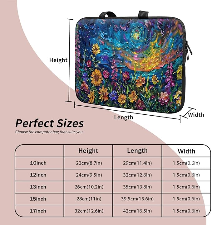 Laptop Sleeve Case Bag 15 inch, Watercolor Garden Flowers Slim Carrying Case Handbag Travel Laptop Bag for 15 inch MacBook Air M3/M2/15 Pro/Surface Laptop 7/6/5/4/3/ Dell XPS 15 Plus