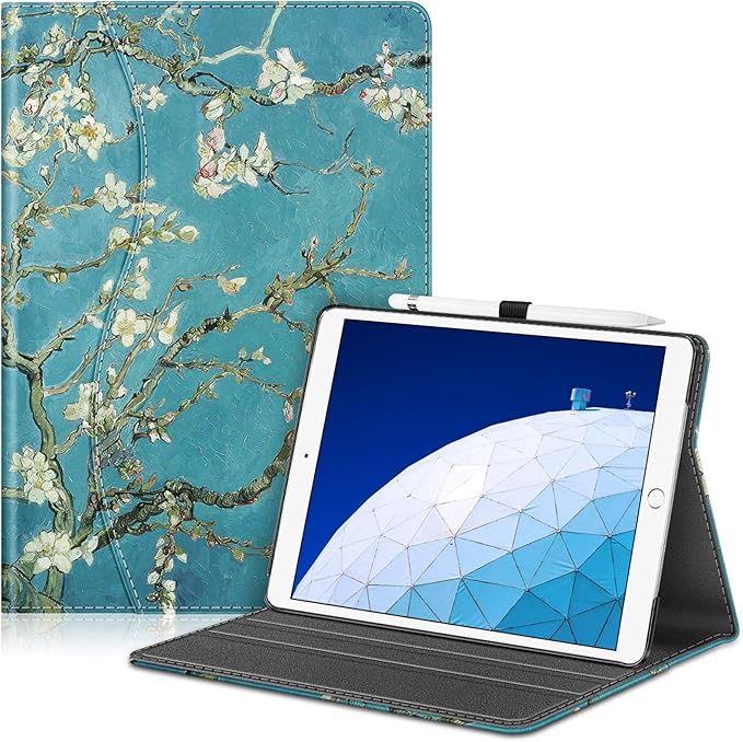 Fintie Case for iPad Air (3rd Gen) 10.5" 2019 / iPad Pro 10.5" 2017- [Sleek Shield] Premium PU Leather Slim Fit Multi Angle Stand Cover with Pocket, Pencil Holder, Auto Wake/Sleep, Blossom
