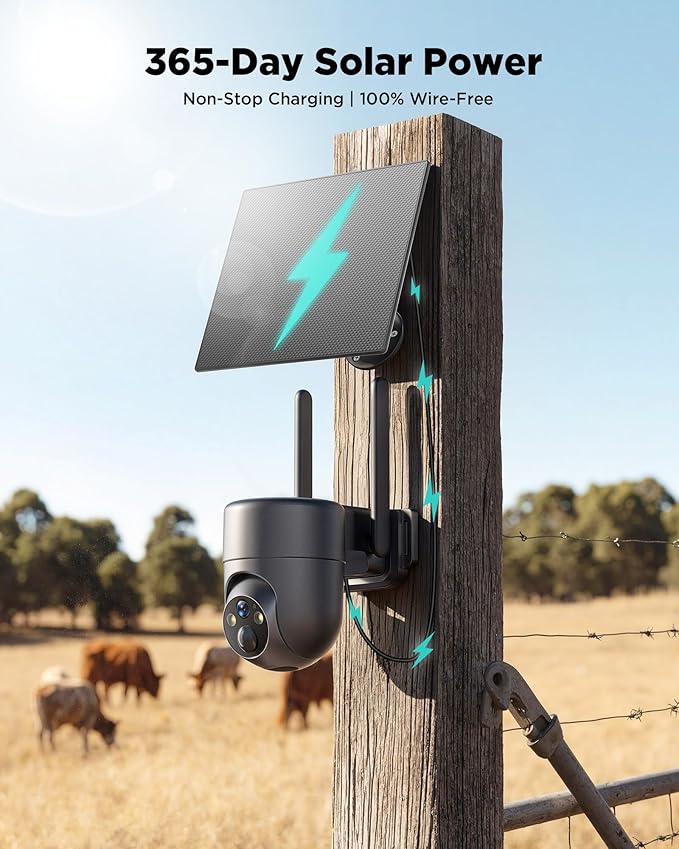 LIWAN 4G LTE Cellular Security Camera, No WiFi Security Camera Wireless Outdoor with SIM Card, Solar Powered, 2K Color Night Vision, 360° View, PIR Sensor, Off Grid Cameras for Farm, Cabin, Job Site