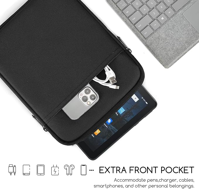 8 Inch Tablet Carrying Sleeve Bag Compatible with 8" Amazon Kindle Fire 8/Fire 8 Plus, 8.3" iPad mini 7 6/7.9" iPad mini 5 4 3 2 1, Samsung Galaxy Tab A7 Lite/Tab A Protective Tablet Case(Black)