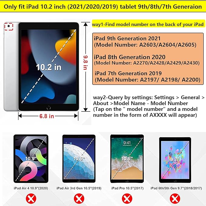 Clear Case for iPad 10.2 inch (2021/2020/2019), iPad 9th/8th/7th Generation Cover with Pencil Holder Lightweight Thin Crystal Transparent Shockproof Soft TPU Back Protective Shell, Clear