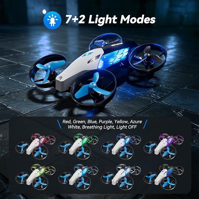 2-in-1 Drones for Kids 8-12 with 7+2 Light Modes,5 Flying Postures,Mini Drone for Age 14 Boys Small Micro Indoor Nano RC Remote Control Quadcopter with Land Mode,Auto rotation,Circle Fly,Altitude Hold