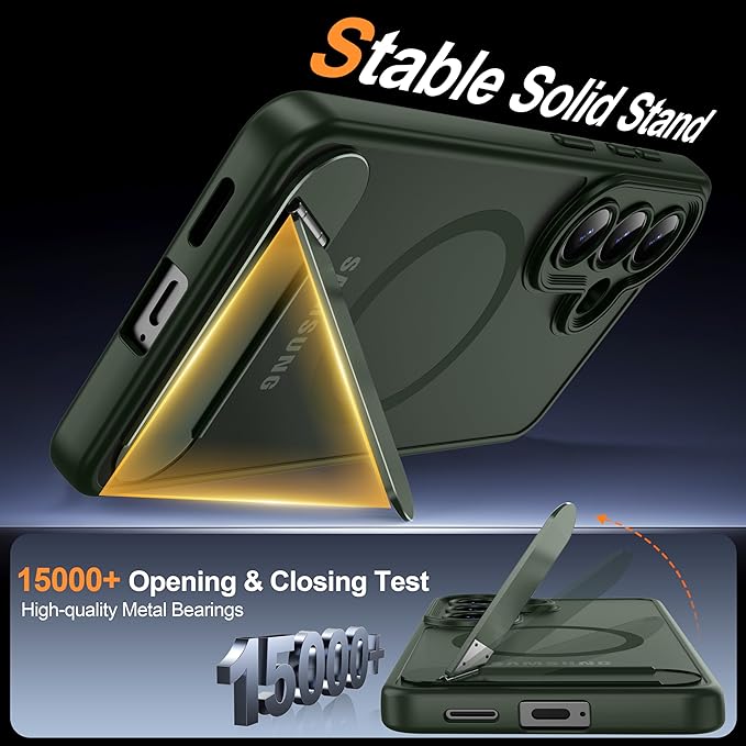 Magnetic for Samsung Galaxy S26 Case, [Compatible with MagSafe][Full Camera Protection][Built-in Invisible Kickstand] Translucent Matte Phone Case for S26 6.3" - Green