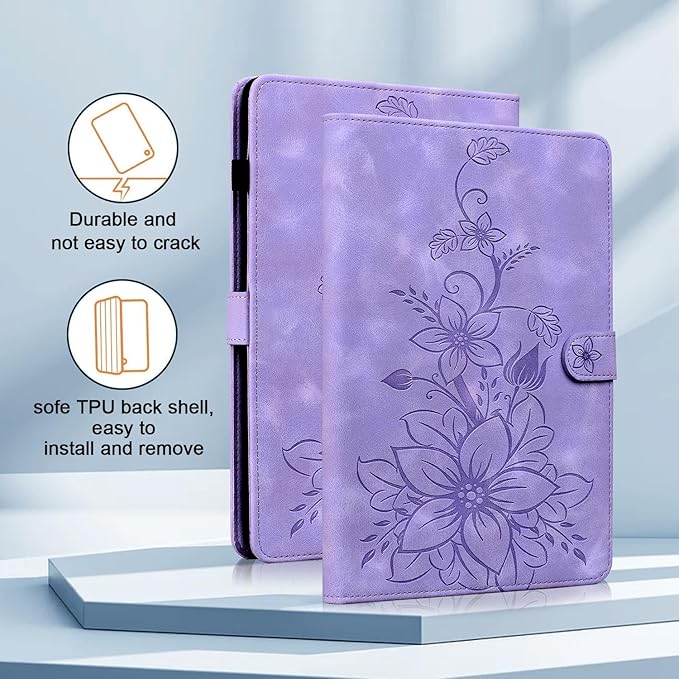 Case for iPad Air 3rd Generation 2019 / iPad Pro 10.5 Inch 2017, Auto Wake/Sleep Supports Pencil Holder Magnetic Clasp Stand Cover, Purple