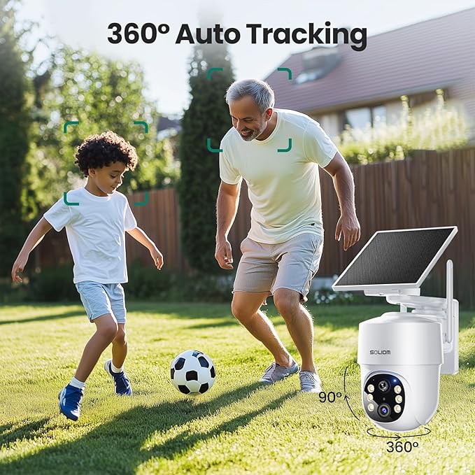 SOLIOM- True 5MP HD Security Cameras Outdoor Wireless, Add-On Camera, Solar Powered, Auto Tracking,Requires Soliombase(Excluding Soliombase), Soliombase Supports Up to 4 Cams