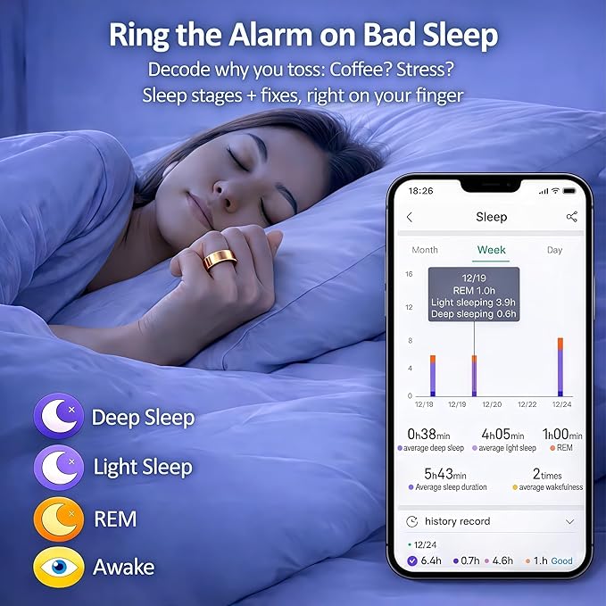 Smart Ring Health & Fitness Tracker for Men & Women, Heart Rate, SPO₂, Sleep & Activity Monitoring, IP68 Waterproof, Long Battery Life, Family Care Mode, No Subscription Fee (Rose Gold, 11)