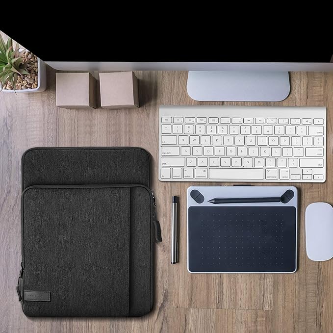 MoKo 9-11 Inch Tablet Sleeve Bag Carrying Case with Storage Pockets Fits New 11-inch iPad Air M4 2026/iPad Pro M5, iPad Pro/A16 11, iPad Air 5/4th 10.9, iPad 9/8th 10.2, Tab S8/S9 11,Black & Gray
