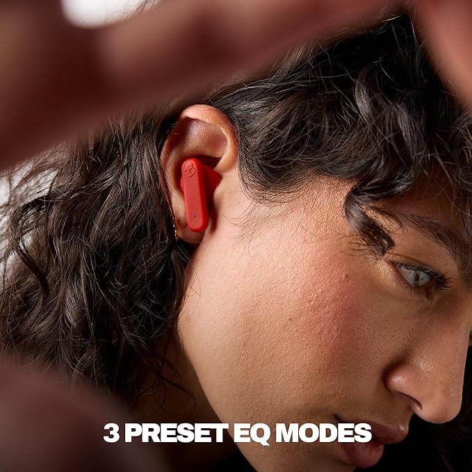 Skullcandy Smokin’ Buds Wireless Earbuds, Bluetooth Headphones, Noise Isolating Fit, Up to 20 Hours Battery, IPX4 Sweat and Water Resistant, Microphone for iPhone Android - Flame