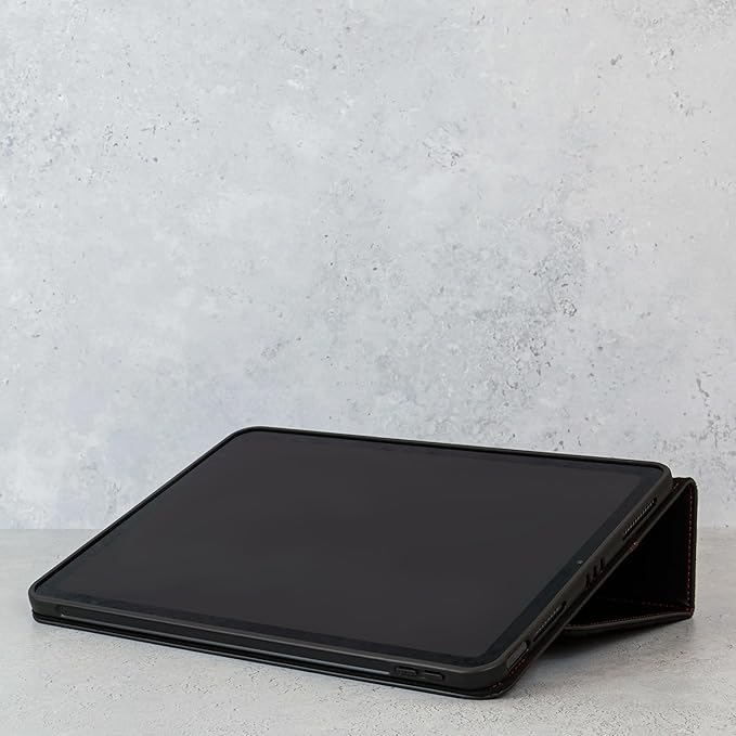 Casemade Real Leather Case Compatible with iPad 11th Gen A16 2025 / 10th Gen (2022) - Full-Grain Leather Cover, Auto Sleep/Wake, Dual Stand Position (Black)