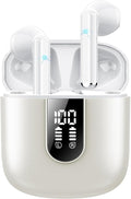 Jesebang Wireless Earbuds, Bluetooth 5.4 Headphones HiFi Stereo, Bluetooth Earbuds with ENC Noise Cancelling Mic, 36H LED Display Ear Buds, IPX7 in Ear Earphones for Phone Tablet Laptop Sports, White