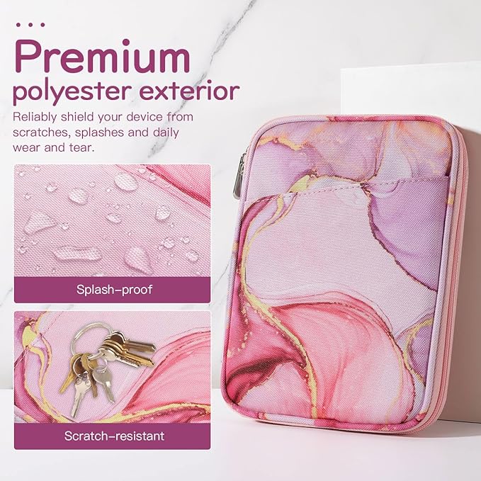 Dadanism 8-9 Inch Tablet Sleeve Bag Carrying Case for iPad mini 7th/6th 8.3", iPad mini 7.9", Galaxy Tab A7 Lite/A9 8.7", ‎Remarkable Paper Pro Move 7.3" 2025, Tab M8 8", Tab M9 9", Cloudy Pink