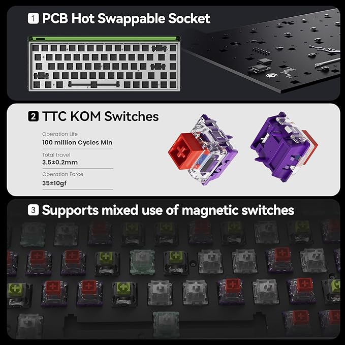 MelGeek MADE68 Ultra Wired Gaming Keyboard, Magnetic Keyboard with Hall Effect, 65% Compact Rapid Trigger, Hot-Swappable, RGB Snap Tap & Adjustable Actuation, Online HIVE Custom, Aluminum Case-Green