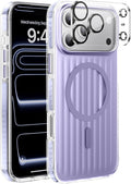 Strong Magnetic for iPhone 17 Pro Max case,1XLens Protector[10Ft Military-Grade Protection] Compatible with fit MagSafe Shockproof Slim Thin Cover case for iPhone 17 Pro Max 6.9 inch,Purple Metal