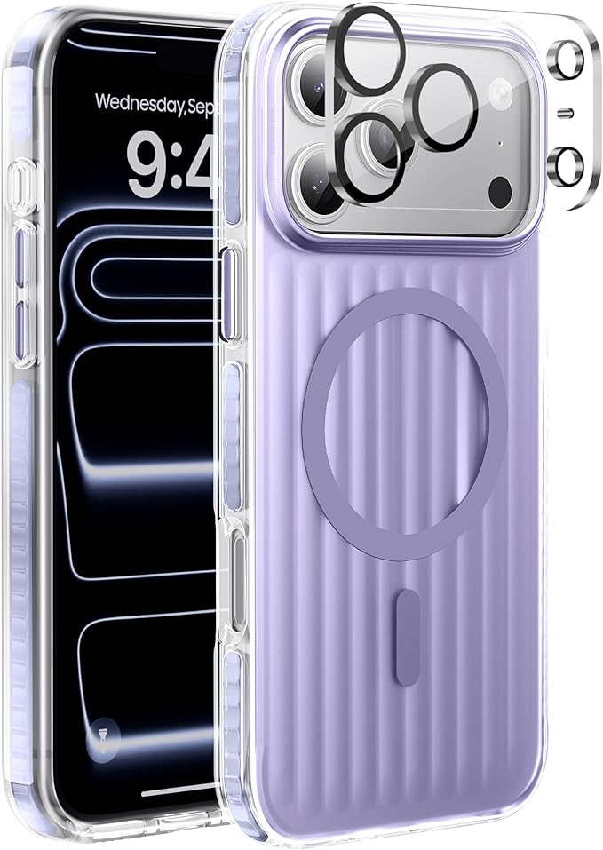 Strong Magnetic for iPhone 17 Pro Max case,1XLens Protector[10Ft Military-Grade Protection] Compatible with fit MagSafe Shockproof Slim Thin Cover case for iPhone 17 Pro Max 6.9 inch,Purple Metal