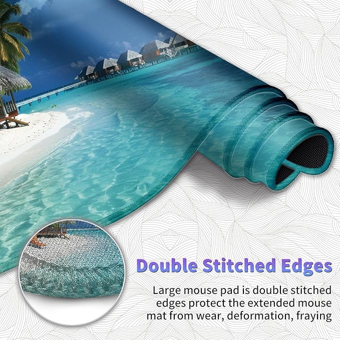 Large Mouse Pad, Desk Mat, XL Gaming Keyboard Mat, Non-Slip Rubber Base, Full Extended Mousepad for Gaming Office Home, 31.5 X 11.8 Inch, Beach Sand