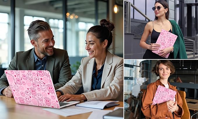 DONGKE Compatible with M5 MacBook Air 15 inch Case 2026 2025-2023 A3448 A3241 A3114 A2941 M4 M3 M2 Liquid Retina Display Touch ID, Protective Hard Shell Cover & Keyboard Skin - Melting Faces