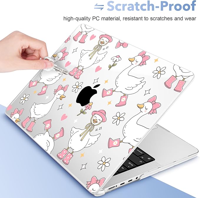May Chen for 2026 MacBook Pro 14-inch M5 M4 M3 M2 M1 Pro/Max Chip, Release 2026 2025-2021, Model A3427 A3426 A3434 A3112 A3401 A3185, Plastic Hard Shell with Keyboard Cover, Cute Goose Spring