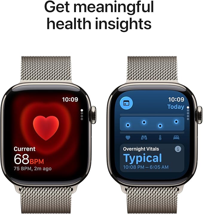 Apple Watch Series 11 [GPS + Cellular 42mm] Smartwatch with Natural Titanium Case with Natural Milanese Loop. Sleep Score, Fitness Tracker, Health Monitoring, Always-On Display, Water Resistant