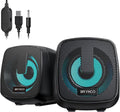 Computer Speakers for Desktop PC, 2.0 Stereo USB-Powered Speakers with 3.5mm AUX, in-Line Volume Control with LED Lights, Compact Plug and Play Speakers for Students, Teens, Monitor, Laptop