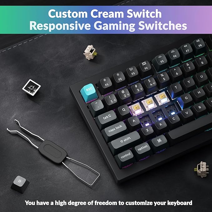 Keychron Q1 Ultra 8K 75% Wireless Mechanical Keyboard, Aluminum Hot-Swappable RGB, Banana Switch, 82 Keys, 600h Battery Life, 2.4GHz/Bluetooth/Wired, ZMK Programmable, Mac Windows Linux – Black