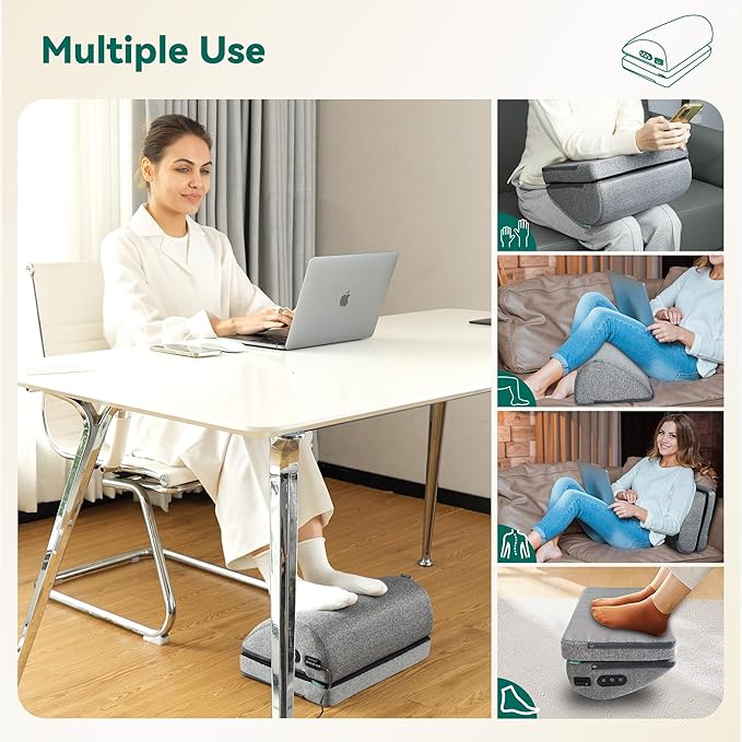Snailax Heated Foot Rest Under Desk at Work, Ergonomic Desk Foot Stool with Heat and Vibration Massage, Adjustable Height, 2 Heat Levels Foot Warmer for Office Chair, Home Gaming