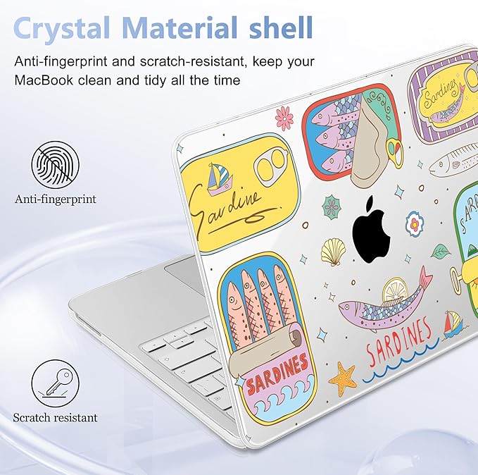 Case for 2026 MacBook Neo 13-inch Laptop with Liquid Retina Display, Release Model A3404, Sturdy Plastic Hard Shell Case + Keyboard Cover + Trackpad Film + Dust Plug, Sardines