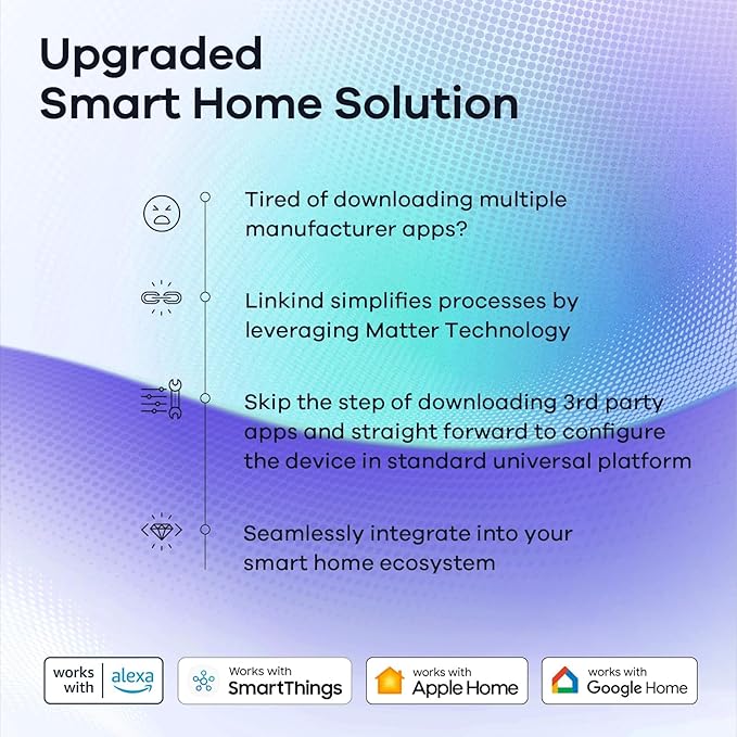Linkind Matter Smart Light Bulb,1100LM 75W Smart Bulbs Work with Alexa/Apple Home/Google Home/SmartThings, RGBTW LED Color Changing Bulbs Music Sync, 2.4GHz Wi-Fi Light Bulbs LED 11W, A19 E26, 4Pack
