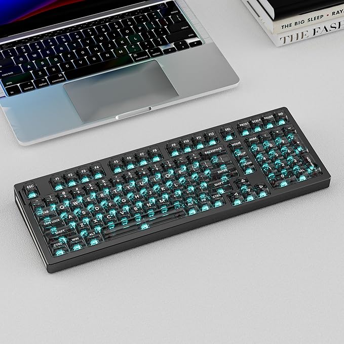 kutethy KY98 Wireless Mechanical Keyboard with Transparent Keycaps,Full Aluminum CNC,Hot-swappable,Pre-lubed Linear Switches,Gasket Structure,RGB Backlit,OLED Screen,BT5.0/2.4G/USB-C Wired (Black)