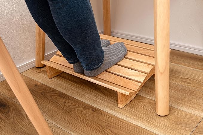 PaletteLife Wooden Footrest, D11.42 xW17.72 xH4.93 (29x45x12.5cm), 1x1.5 ft, Medium, Natural Ashwood, Ergonomic Design