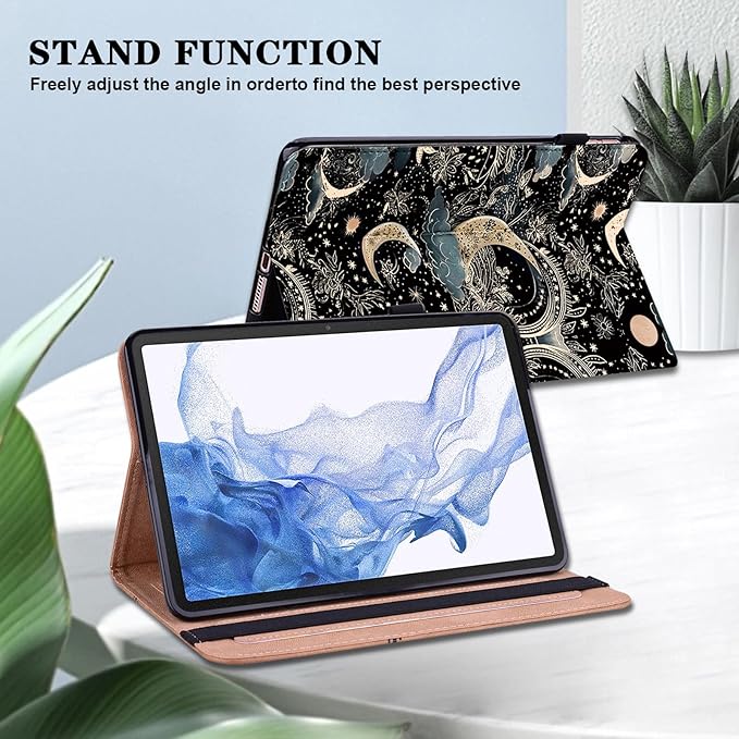 Case for iPad Pro 13 Inch (M5/M4) 2025/2024, PU Leather Tablet Cases Flip Folio Multi-Angle Viewing Stand Protective Cover with Card Slots - Moon