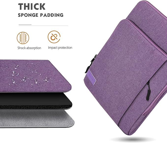 MoKo 9-11 Inch Tablet Sleeve Bag Carrying Case with Storage Pockets Fits New 11-inch iPad Air M4 2026/iPad Pro M5, iPad Pro/A16 11, iPad Air 5/4th 10.9, iPad 9/8th 10.2, Tab S8/S9 11, Purple