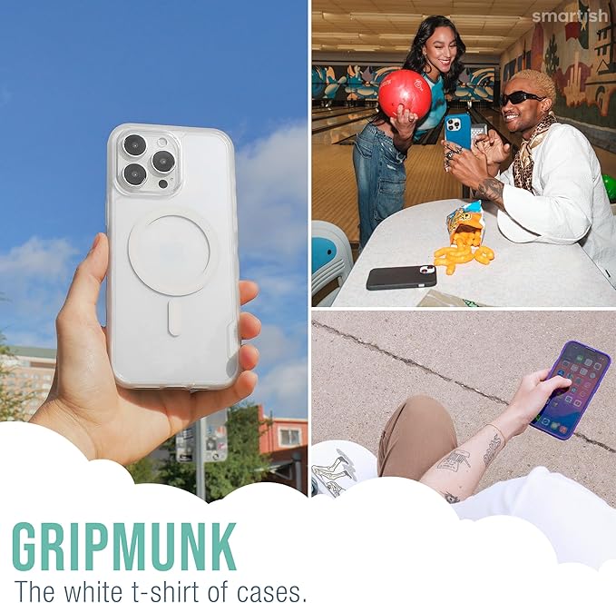 Smartish® iPhone 15 Pro Magnetic Case - Gripmunk Compatible with MagSafe [Lightweight + Protective] Slim/Thin Grip Cover with Microfiber Lining for Apple iPhone 15 Pro - Custom Prints