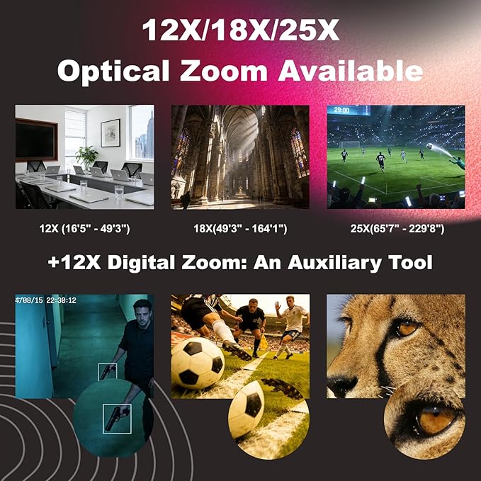 zowietek 4K PTZ Camera, ZowiePTZ, Ergo-Ease Remote Control(No Battery), ZowieX APP Manager, 18X Optical+12X Digital Zoom, SDI/HDMI/USB, RTSP/RTMP(s)/SRT Stream, Meeting, Church, Event, Teaching
