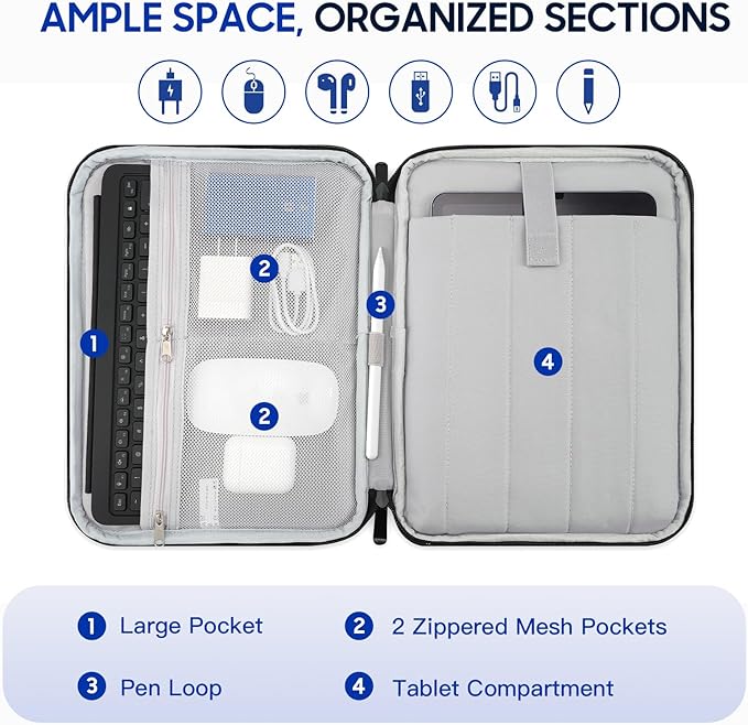 TiMOVO 13 Inch Tablet Sleeve for iPad Air 13" M3 2025, iPad Pro 13"/12.9", Galaxy Tab S9/S10 Plus/S9 FE+ 12.4", Remarkable Paper Pro 11.8", Protective Bag with Pockets, Black