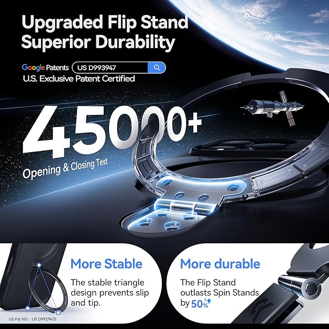 CASEKOO Ultra-Magnetic Stand for iPhone 16 Pro Max Case [Military Drop Protection] [Compatible with MagSafe] Shockproof Translucent Matte Slim Ring Holder Case for iPhone 16 ProMax 6.9 inch, Black