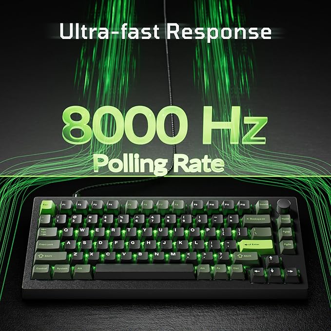 Keychron J8 HE Wired Hall Effect Keyboard with 8000 Hz Polling Rate, Rapid Trigger Magnetic Switch Hot-Swappable, 75% Layout Custom Programmable Knob, RGB Backlit for Mac Windows Linux