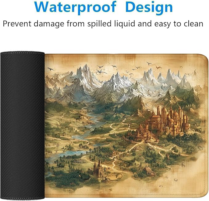 Game Map Gaming Mouse Pad Desk Pad Fantasy Treasure Map Ancient Scroll Mouse Pad Large Mousepad Extended Laptop Keyboard Mat Gaming Desk Pad Mouse Mat Office Computer Keyboard Laptop Home 35.4"x15.7"