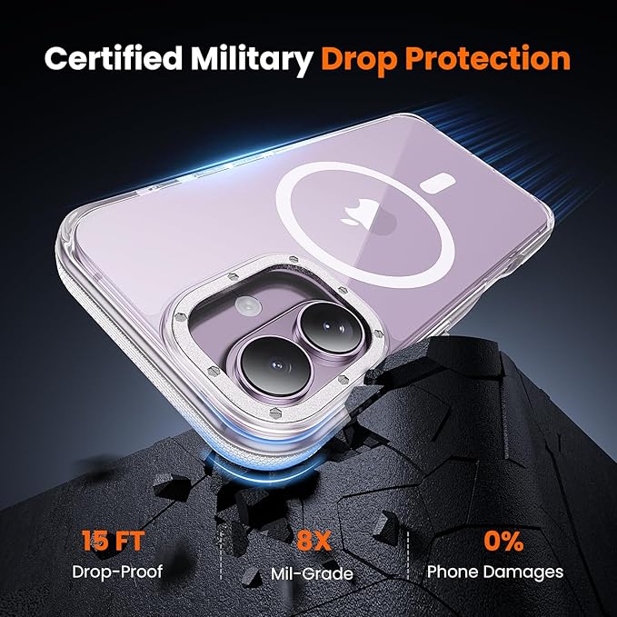 toushion 3 in 1 for iPhone 17 Case Clear Bumper,Fits MagSafe, Yellowing-Resistant Acrylic Back, Shockproof Guard Corners, Military-Grade Protection for Phone Cover 6.3 inch