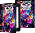 for 7" Kindle Paperwhite 12th Generation 2024/2025 & Kindle Colorsoft Signature Edition Tablet Case, Slim Kickstand Stand Leather Smart Cover with Auto Wake/Sleep, Flower Owl