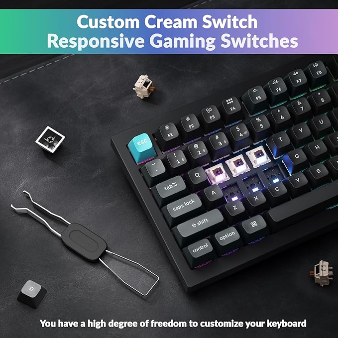 Keychron Q1 Ultra 8K 75% Wireless Mechanical Keyboard, Aluminum Hot-Swappable RGB, Brown Switch, 82 Keys, 600h Battery Life, 2.4GHz/Bluetooth/Wired, ZMK Programmable, Mac Windows Linux – Black