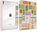 Case for iPad Pro 13 inch (M5) 2025 (M4) 2024 Release Slim Lightweight Cute Light Pink Cover with Clear Back TPU Edge Pencil Holder Trifold Stand, Flower Patchwork