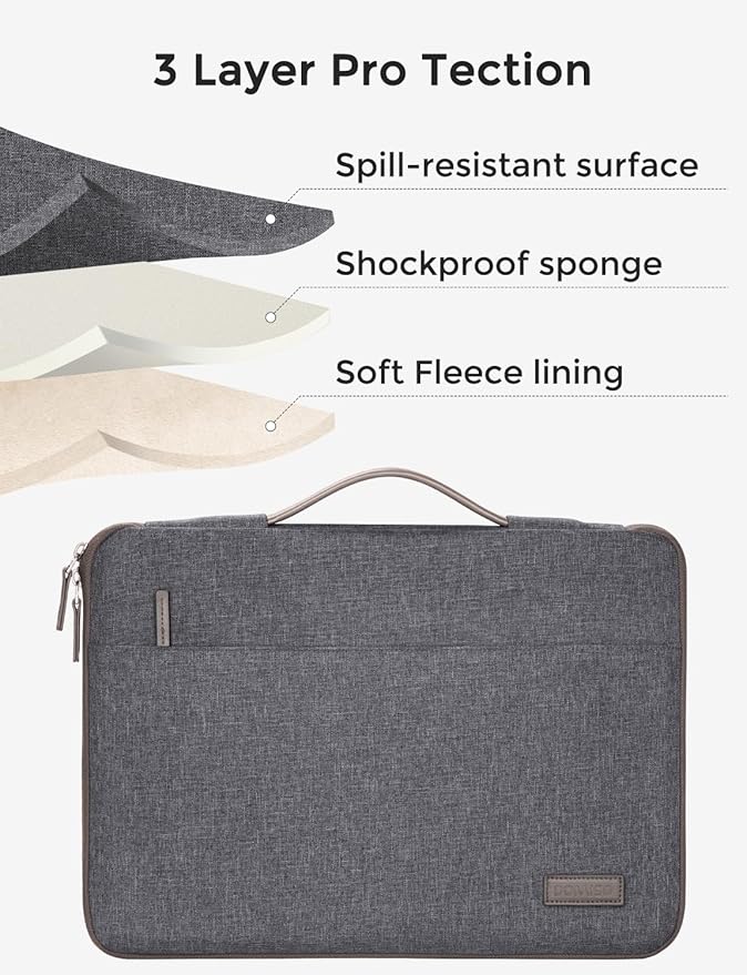 DOMISO 15.6 inch Laptop Case Sleeve Protective Cover Compatible with 16 inch MacBook Pro M4 M3 M2/Pro Max,15.6-16 inch HP Dell ASUS Lenovo Chromebook,Waterproof Computer Cases Bag,Dark Grey