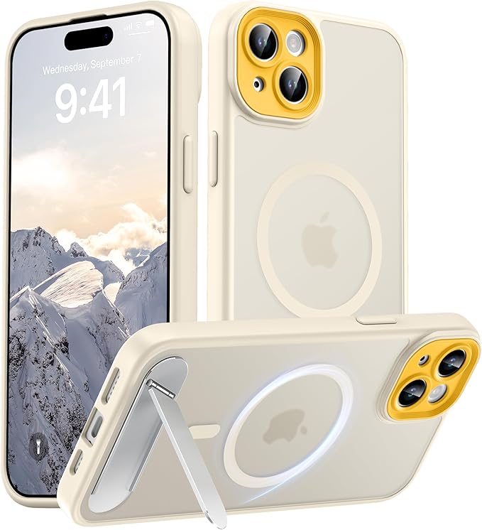 Magnetic Compatible with iPhone 15 Plus Case, [Built-in Kickstand][Full Camera Protection][Compatible with MagSafe][Anti-Fingerprint] Shockproof Phone Case for iPhone 15 Plus 6.7"