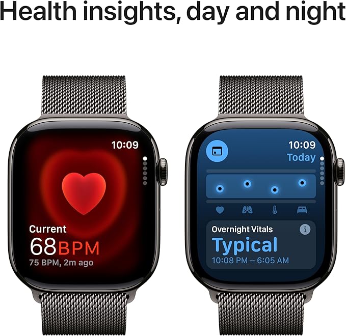 Apple Watch Series 10 [GPS + Cellular 46mm] with Slate Titanium Case with Slate Milanese Loop - M/L. Fitness Tracker, ECG App, Always-On Retina Display, Carbon Neutral with AppleCare+ (2 Years)