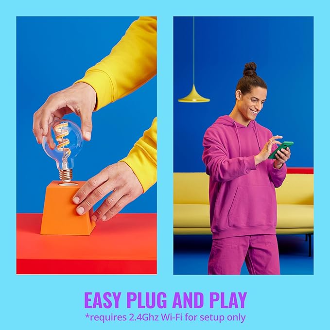 WiZ Connected Color G25 Color Filament LED Smart Bulb - Pack of 1-300 Lumen - E26 Indoor - Connects to Your Existing Wi-Fi - Control with Voice or App + Activate with Motion - Matter Compatible