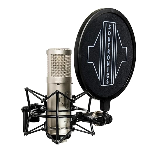 Sontronics STC-2 Pack Professional Large-Diaphragm XLR Studio Cardioid Condenser Microphone. Broadcast, Podcast & Recording. Shock Mount & Pop Shield. Lifetime Mic Warranty -Designed in UK - Silver